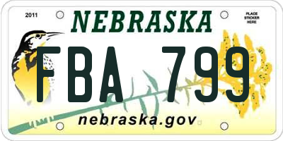 NE license plate FBA799