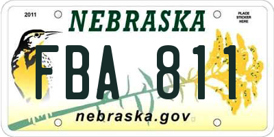 NE license plate FBA811