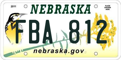 NE license plate FBA812