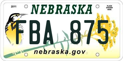 NE license plate FBA875