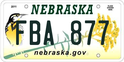 NE license plate FBA877