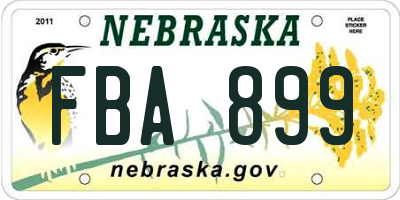 NE license plate FBA899