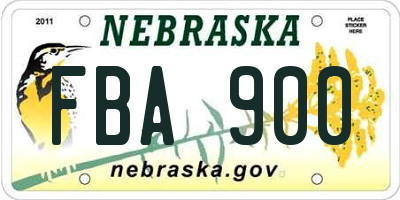 NE license plate FBA900