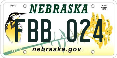 NE license plate FBB024
