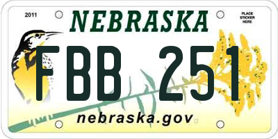NE license plate FBB251