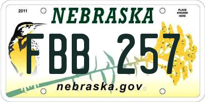 NE license plate FBB257