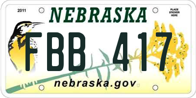 NE license plate FBB417