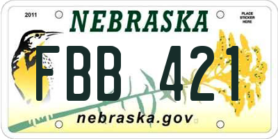 NE license plate FBB421