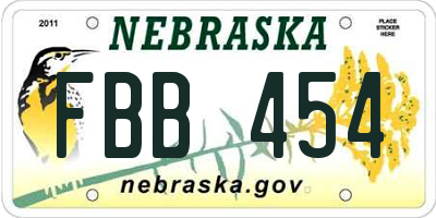 NE license plate FBB454