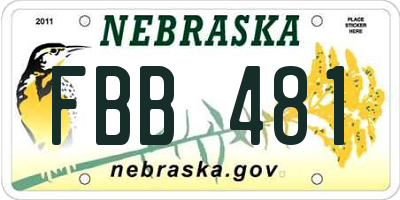NE license plate FBB481