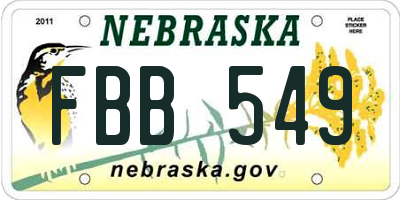 NE license plate FBB549