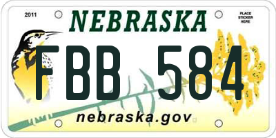 NE license plate FBB584