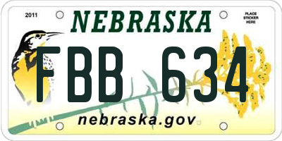 NE license plate FBB634