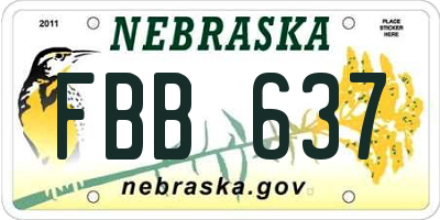 NE license plate FBB637