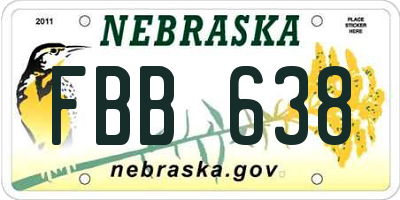 NE license plate FBB638