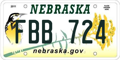 NE license plate FBB724