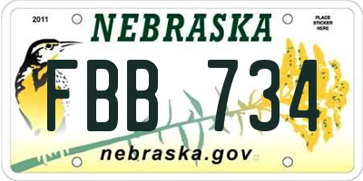 NE license plate FBB734
