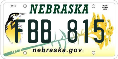 NE license plate FBB815