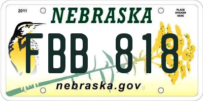 NE license plate FBB818