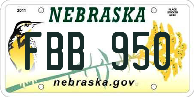 NE license plate FBB950