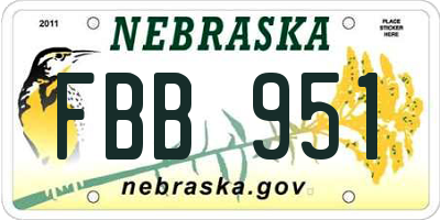 NE license plate FBB951
