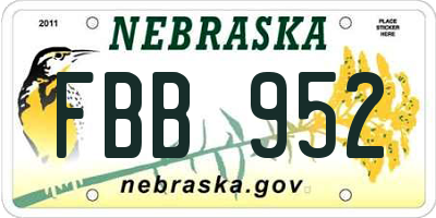 NE license plate FBB952
