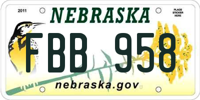 NE license plate FBB958