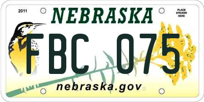 NE license plate FBC075
