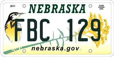 NE license plate FBC129