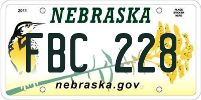 NE license plate FBC228