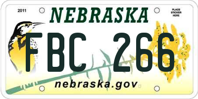 NE license plate FBC266