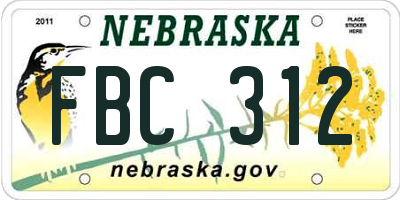 NE license plate FBC312