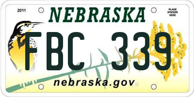 NE license plate FBC339