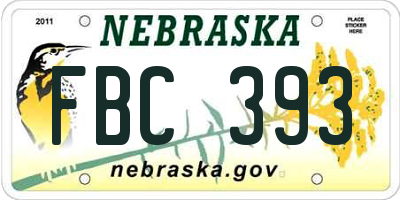 NE license plate FBC393