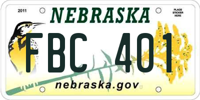 NE license plate FBC401