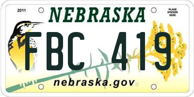 NE license plate FBC419