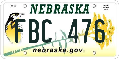 NE license plate FBC476