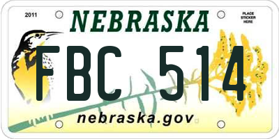 NE license plate FBC514
