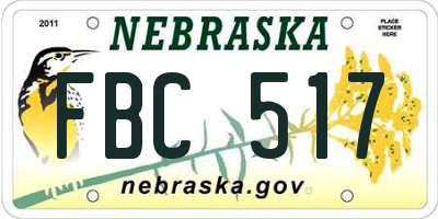 NE license plate FBC517