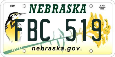 NE license plate FBC519