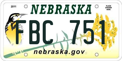 NE license plate FBC751