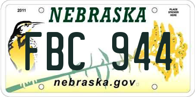 NE license plate FBC944