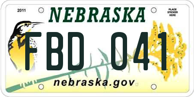NE license plate FBD041