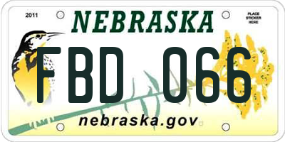 NE license plate FBD066