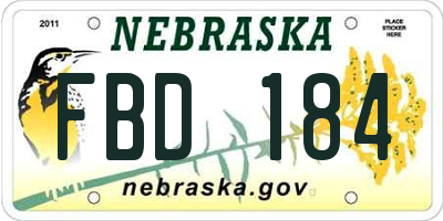 NE license plate FBD184