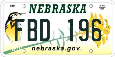 NE license plate FBD196