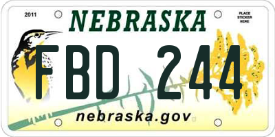 NE license plate FBD244