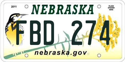 NE license plate FBD274