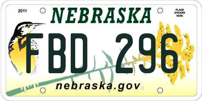 NE license plate FBD296