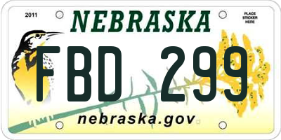NE license plate FBD299